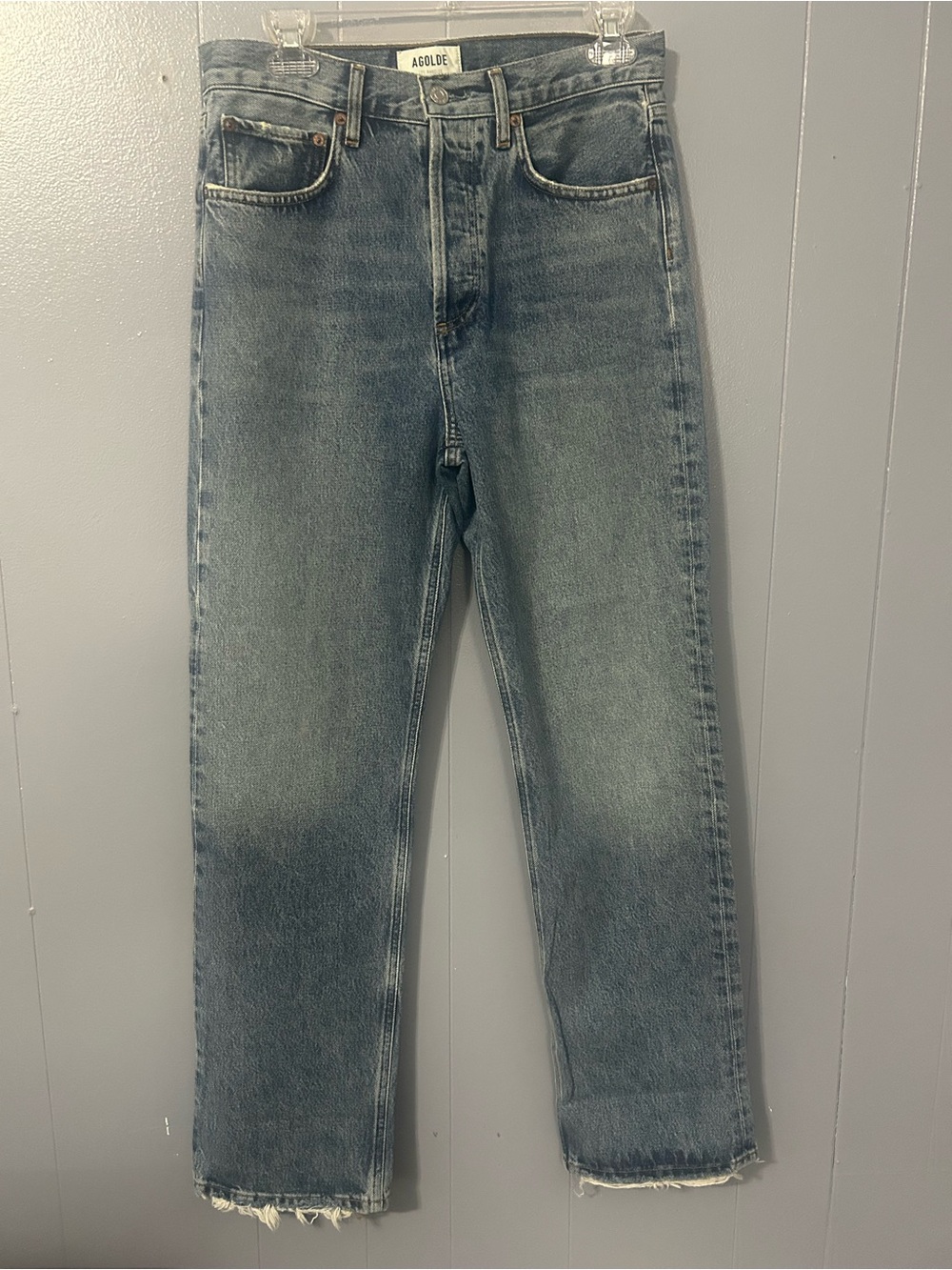 Agolde Vintage Wash Straight-Leg Jeans in Light Blue